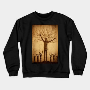 Slender Man and Kids Painting - Mysterious Childhood Encounter Crewneck Sweatshirt